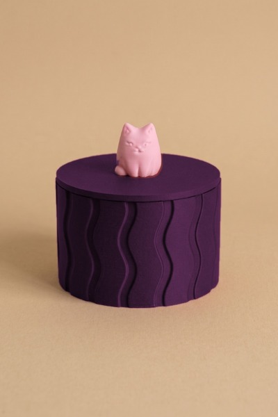 Pocket People Kedili Takı Kutusu Kapaklı Yuvarlak Organizer Pembe Kedi Figürl...
