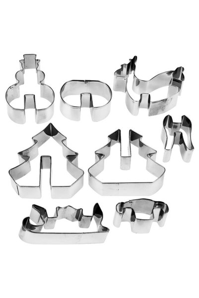 La Cucina Set 8 Forme Otel 3D, 8.5x9.5x2 cm, Argintiu