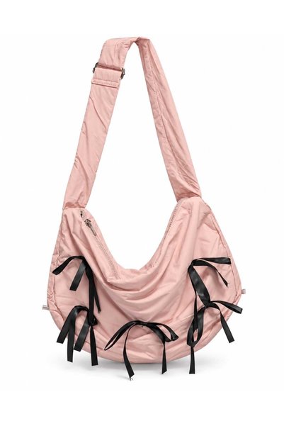 Glamura Lashes Ganni M47 Messenger Shoulder Bag , Crescent Cut, Black Satin B...