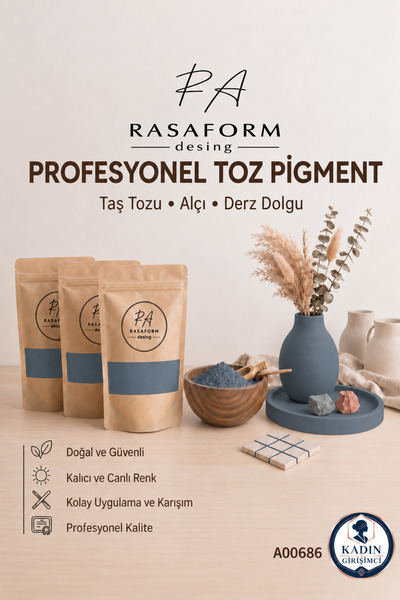 RasaForm Koyu Dumanlı Çelik Mavisi Toz Pigment – Taş Tozu, Beton, Alçı, Seram...