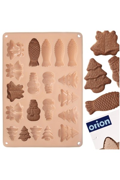 Orion Forma Silicon Craciun 20 Cavitati pentru Praline, 34x24.5x1 cm, Bej