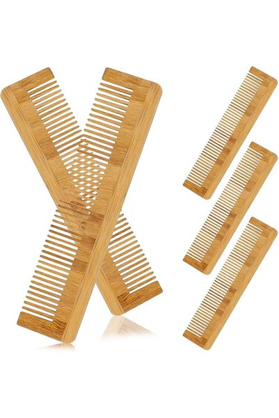 TERRIFI Comb Set for Anti Static Hair Styling, 5Pcs Bamboo Natural Wood Hair ...
