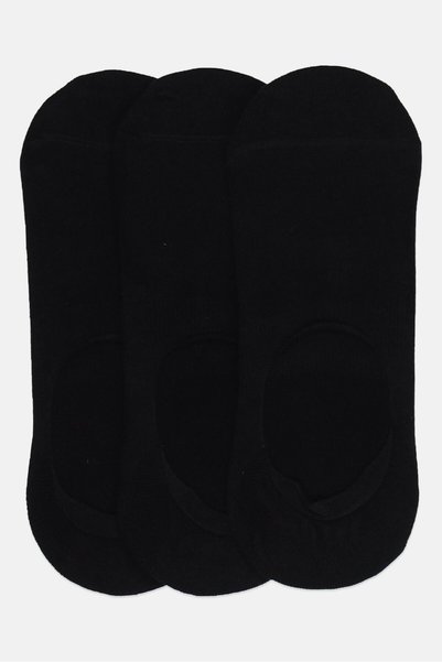 RBX Men 3 Pairs Ribbed Invisible Socks, Black