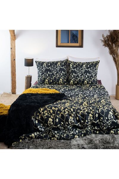 Cotton Market Lenjerie de pat din bumbac 140x200 flori aurii