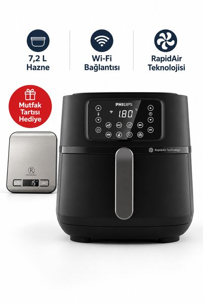 Philips 5000 XXL Connected Airfryer 7,2 L Hazne Wi-Fi Bağlantısı Mutfak Tartısı Hediye