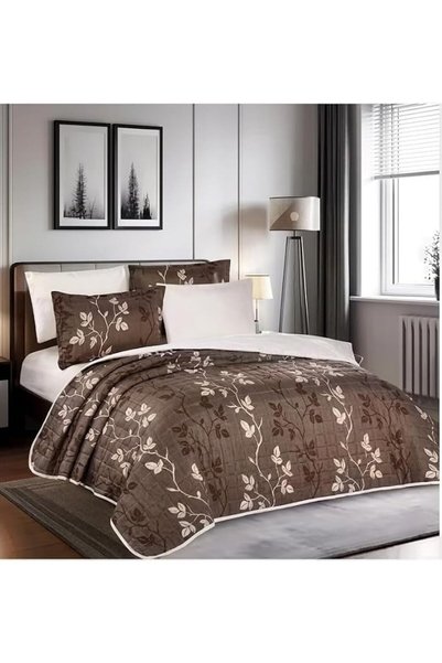 GENERAL طقم لحاف HAPPYMOON بنقشة زهور مقاس كينج 4 قطع، 170×230 سم، طقم سرير م...