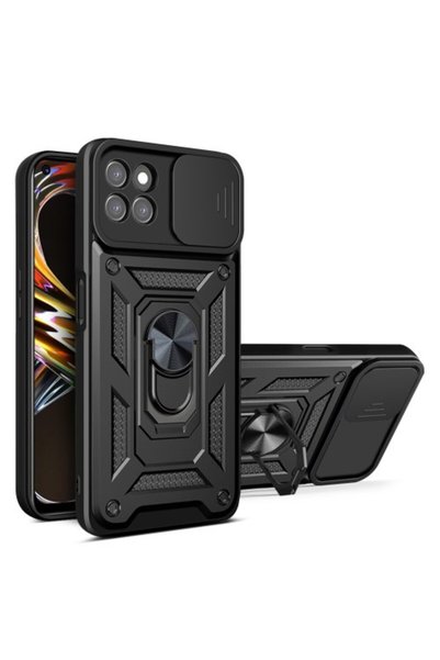OEM Υβριδική Θήκη Realme 8i με Πορτάκι Κάμερας και Δαχτυλίδι - Μαύρη