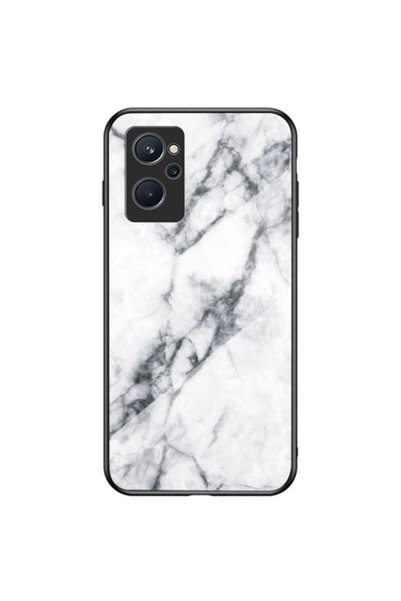 OEM Θήκη Σιλικόνης με Γυάλινη Πλάτη για Realme 9i, Λευκό Μάρμαρο