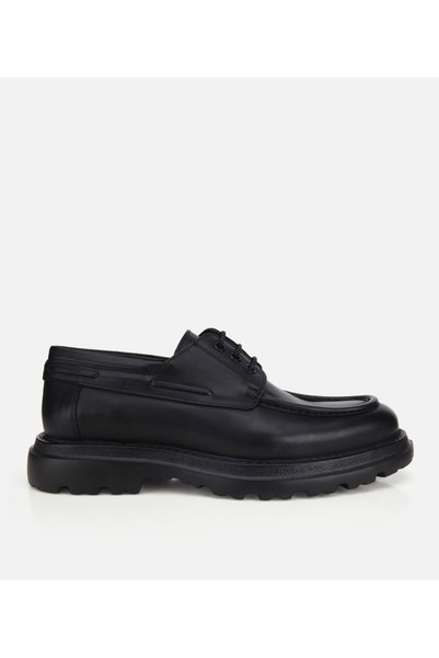 Hotiç Erkek Deri Siyah Bağcık Detaylı Klasik Loafer