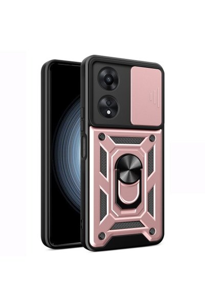 OEM Υβριδική Θήκη για Oppo A58 4G με Πορτάκι Κάμερας και Δαχτυλίδι, Ροζ Χρυσό