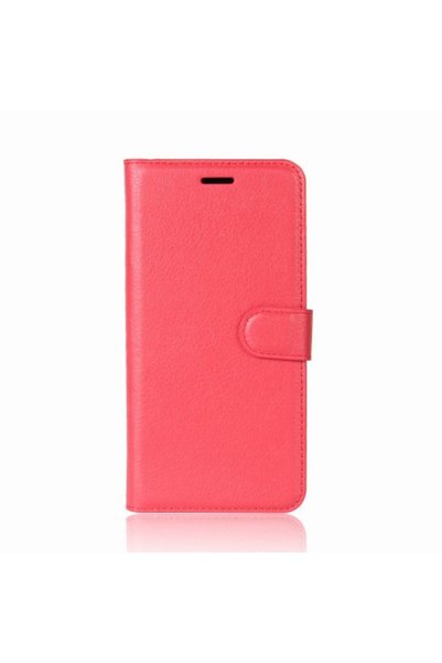 OEM Δερμάτινη Θήκη Πορτοφόλι με Βάση για Samsung Galaxy A8 Plus (2018) - Κόκκινη
