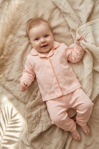 ANP MODA TASARIM Bear Patterned 100% Cotton Baby Pajama Set - Soft Textured A...