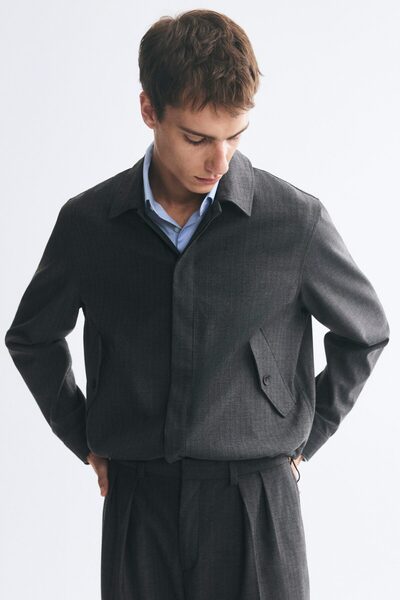 H&M Balıksırtı Dokuma Overshirt Gömlek