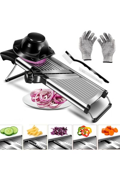 Generic Brand Tăietor de alimente reglabil, feliator din oțel inoxidabil cu m...