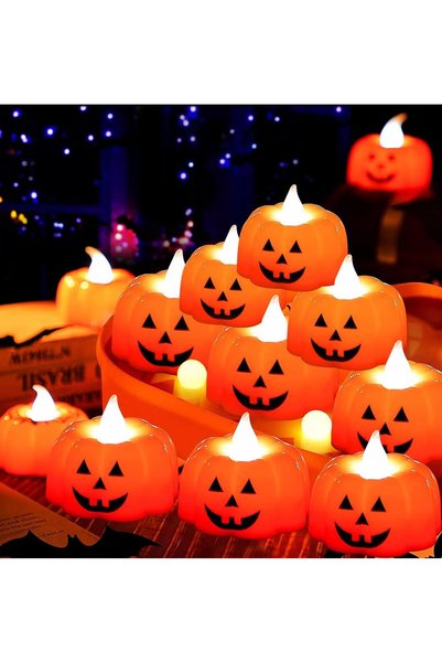 GGEROU 12 Pack Pumpkin Tea Lights Candles, LED Pumpkin Lights