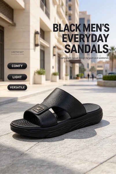 ArabTread Men's Everyday Sandals – Soft Textured Upper with Wide Strap & Cush...