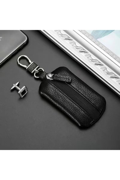 Choice black Creative Genuine Leather Car Keys Bag Waterproof Zipper Universa...