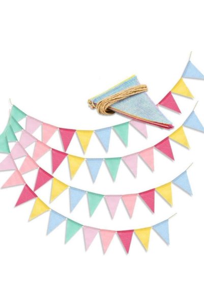 Choice 4M Vintage Colorful Burlap Linen Bunting Flags Pennant Happy Birthday ...