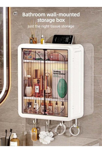 Haidue Light Luxury Cream Style Bathroom Wall Cabinet, Double Door Storage Or...