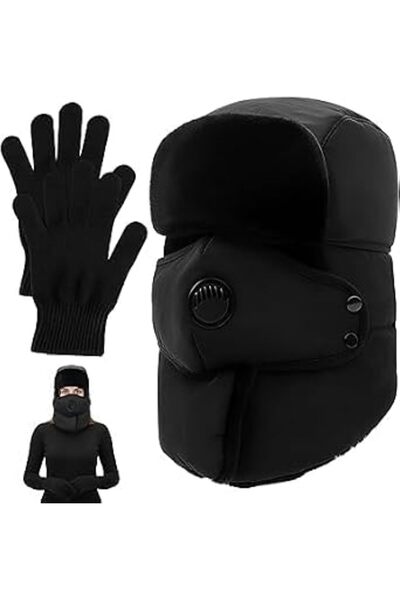 KASTWAVE Trapper Hat with Gloves Set for Men & Women, Windproof Thermal Winte...