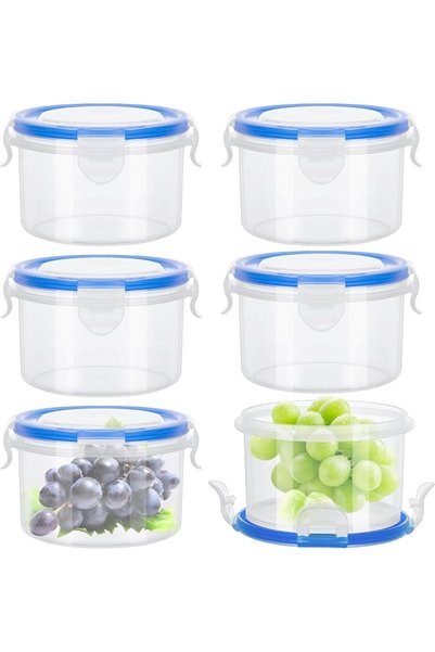 TERRIFI Airtight Food Containers with Lids, 6-Piece 300ML Reusable Plastic Sn...