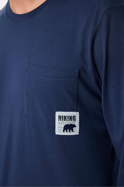 Penti Erkek Gri Tempo Çizgili Uzun Kollu Gömlek Pantolon Pijama Takımı