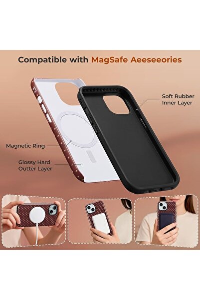 GENERAL ZTOFERA for iPhone 13/14 Case Fit for MagSafe, Dots Pattern-Navy Blue
