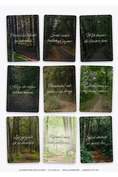 OEM Affirmation Cards Set Walking in Nature, 9 cut-out cards, Cardboard 250g,...