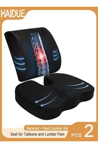 Haidue Non Slip Orthopedic Memory Foam Coccyx Cushion and Back Seat for Tailb...