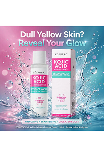 Kormesic Kojic Acid & Collagen Water 130ml – Hydrating Brightening Facial with Hyaluronic Acid & Licorice Extract