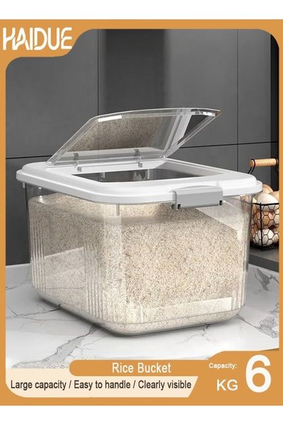 Haidue Essential Kitchen Item: White Rice Bucket (Capacity: 6 kg)
