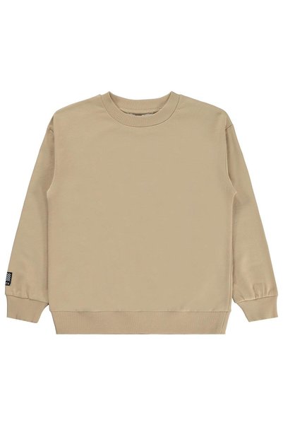 Sılversun Basic Label Embroidered Sweatshirt for Ages 8-13 - Beige