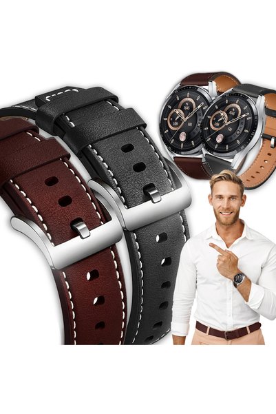 XGSM 2x Curea universală din piele 22mm, Negru, Maro