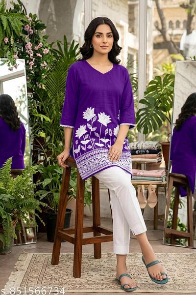 Generic Brand Short Kurti with Embroidery Work