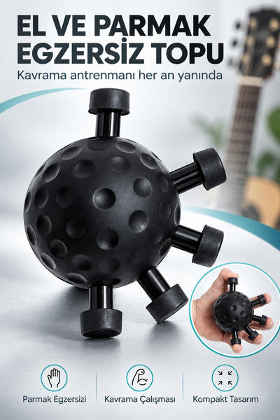 indirimsevinci El ve Parmak Egzersiz Topu Kavrama Gücü Artırıcı Damar Belirginleştirici Gitar Egzersiz Aleti