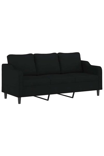vidaxl Canapea cu 3 locuri, negru, 180 cm, material textil