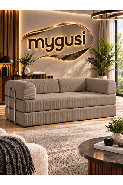 Mygusi VelVeto 100x200 cm Fitilli Kadife Yataklı Kanepe Yıkanabilir Kılıflı K...