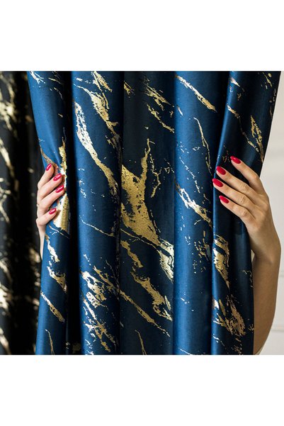 Markizeta Draperie Markizeta, 140x250cm, auriu cu imprimeu, poliester