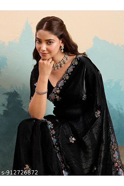 Generic Brand TTH Women's Floral Embroidered Tissue Saree with Blouse | Party...