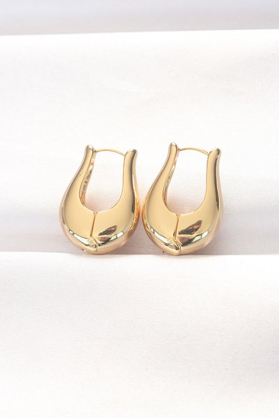 BlackCraft Brass Gold Color Curved Earrings