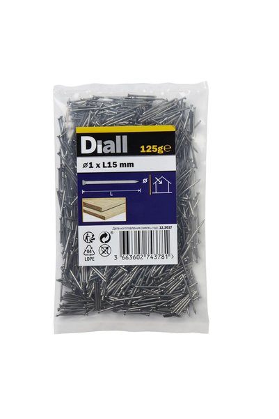 Diall Carbon Steel Veneer Pin Pack (1 x 15 mm)