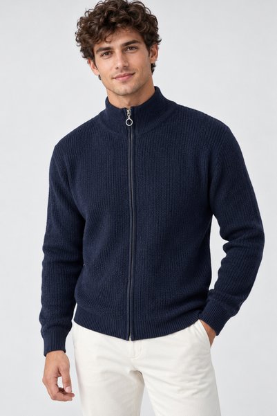 BW Bravely Wear Men's Winter Fisherman Stand Collar Oversize Zippered Cardigan