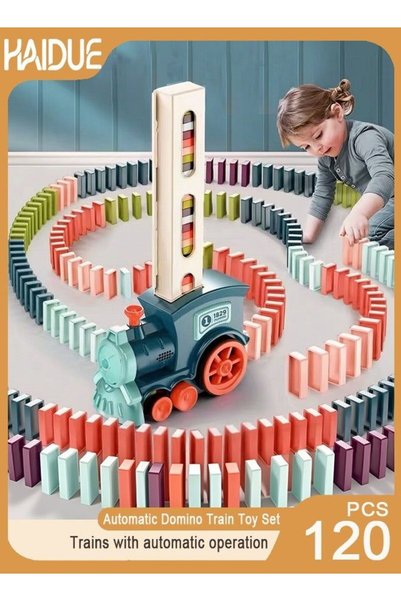 Haidue Automatic Domino Train Toy Set With 120pcs Domino Blocks For Kids Boys...