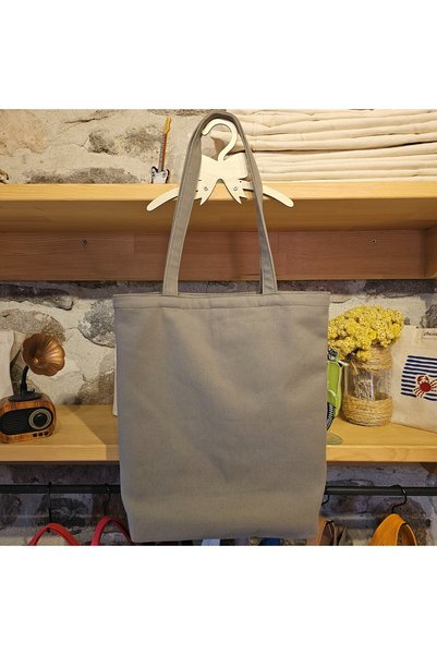 Pikkuva Light Khaki Canvas Tote Bag with Snap Fasteners and Light Khaki Handles - Saiza Collection