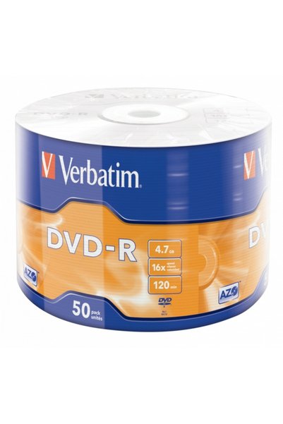 Verbatim DVD-R 4.7GB, 120 λεπτά, ταχύτητα 16x, 50 τεμάχια, Μονή Στρώση, συσκε...