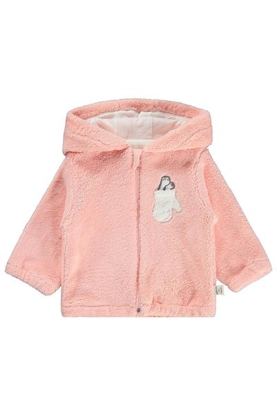 Bebbek Penguaen Embroidered Hooded Zippered Cardigan for 2-5 Years Old - Pink
