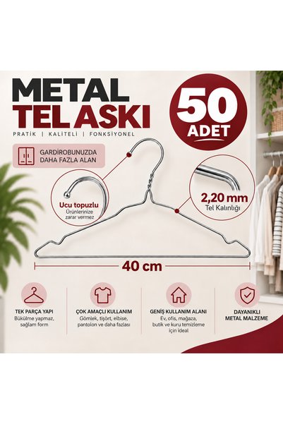 Metal Elbise Askısı Kıyafet Askısı Pantolon Askısı İnce Tel Askı