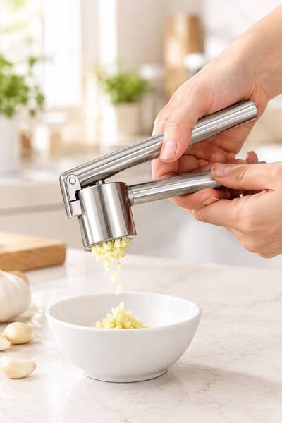 Sahfa Inox Premium 4-Piece Kitchen Set - Grater, Garlic Crusher, Flour Sieve, Whisk