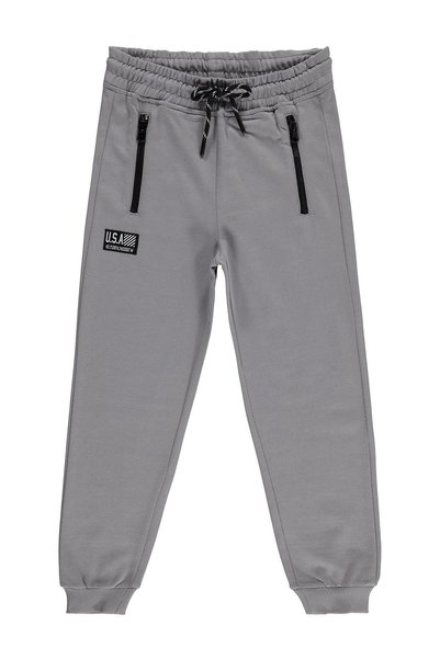 Sılversun Pocketed and Embroidered Sweatpants for 8-13 Years Old - Gray