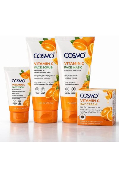 Cosmo Vitamin C Daily Essential Face Care Set Pack Of 4 | Face Wash 100ml, Sc...